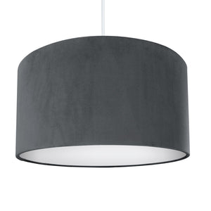 Smokey grey velvet with opaque white liner lampshade