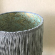 Load image into Gallery viewer, Silver grey tassel lampshade with Cole &amp; Son liner