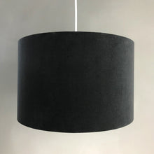 Load image into Gallery viewer, Black velvet and Ipanema heritage wallpaper lampshade