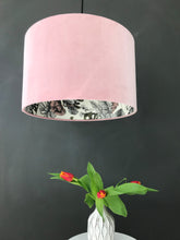 Load image into Gallery viewer, Blush velvet and exotic leaf wallpaper lampshade