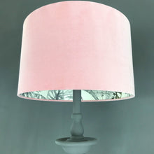 Load image into Gallery viewer, Blush velvet and exotic leaf wallpaper lampshade