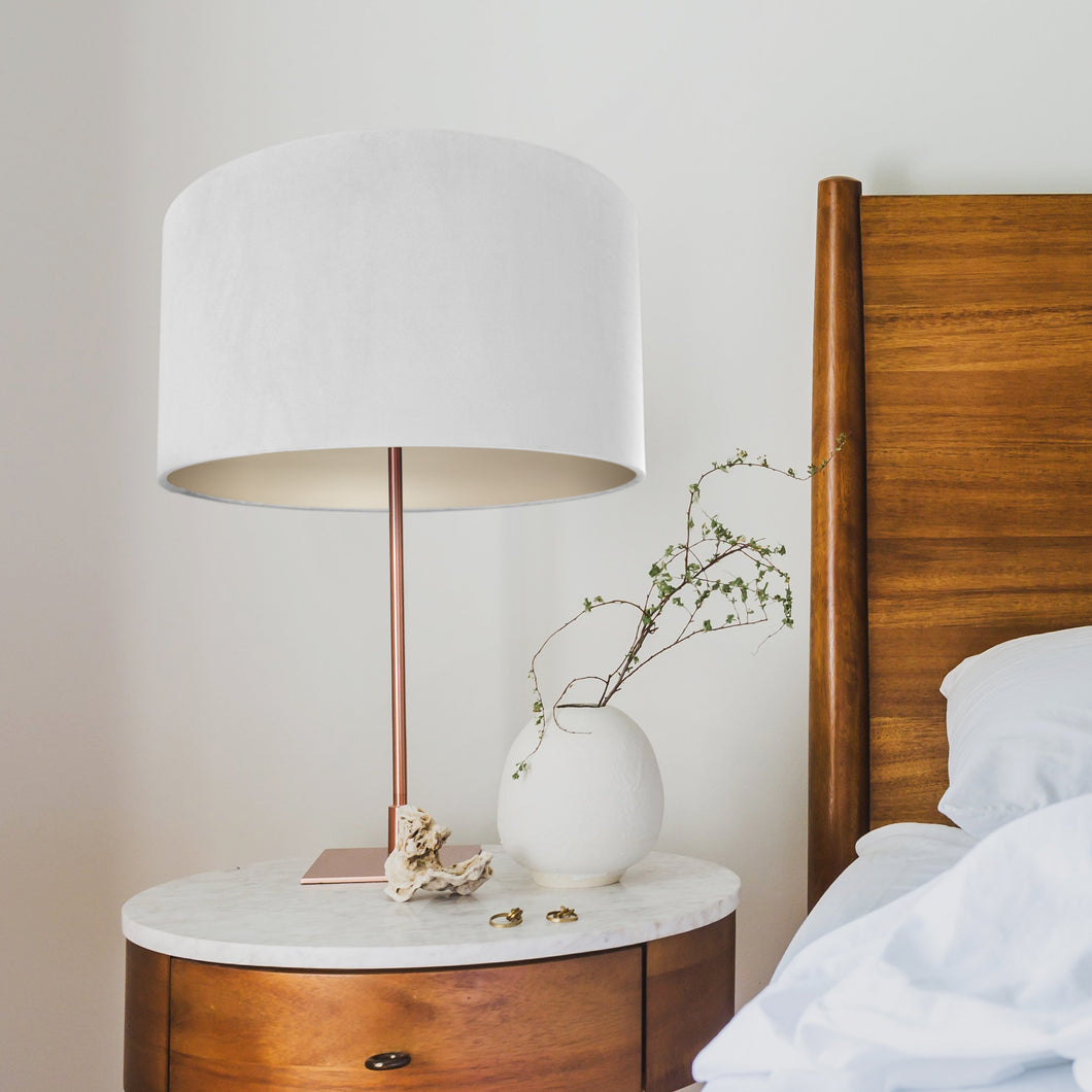 Ivory velvet with champagne liner lampshade