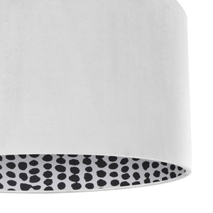 Ivory velvet with monochrome dot lampshade