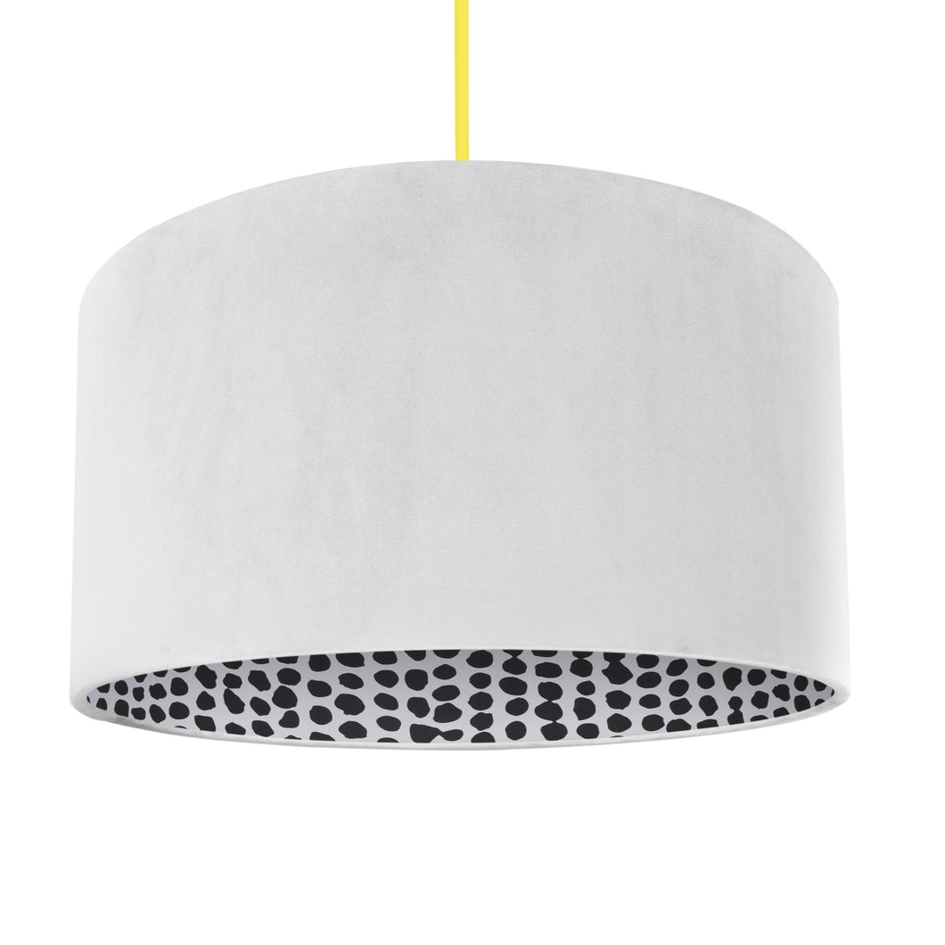 Ivory velvet with monochrome dot lampshade