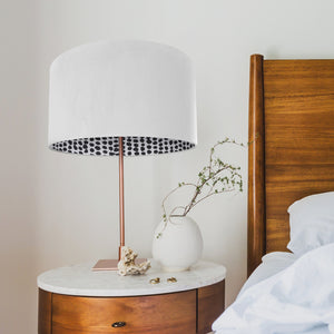 Ivory velvet with monochrome dot lampshade