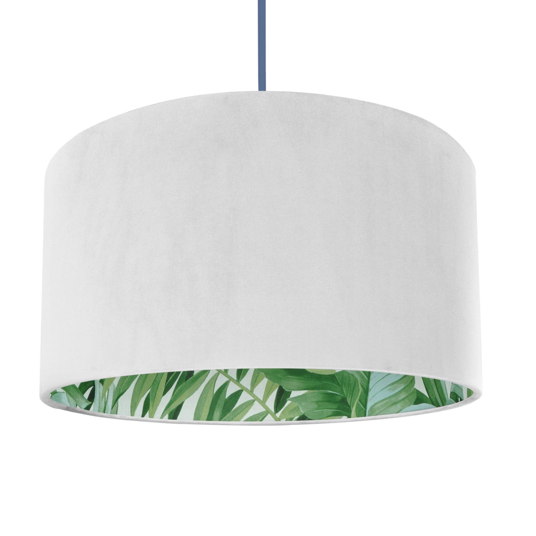 Ivory velvet with green leaf lampshade