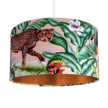 Load image into Gallery viewer, Jungle Velvet blush lampshade with brushed copper liner