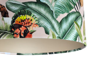 Jungle Velvet blush lampshade with champagne liner