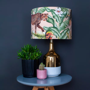 Jungle Velvet blush lampshade with mirror gold liner