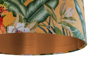 Jungle Velvet gold lampshade with brushed copper liner