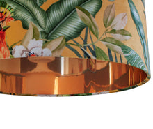 Load image into Gallery viewer, Jungle Velvet gold lampshade with mirror copper liner