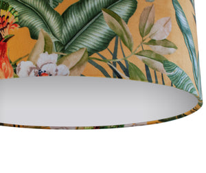 Jungle Velvet gold lampshade with white opaque liner