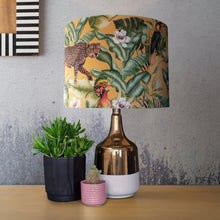 Load image into Gallery viewer, Jungle Velvet gold lampshade with white opaque liner