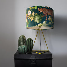 Load image into Gallery viewer, Jungle Velvet teal lampshade with champagne liner