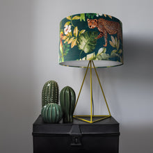 Load image into Gallery viewer, Jungle Velvet teal lampshade with white opaque liner