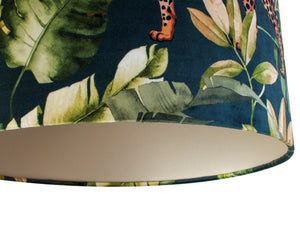 Jungle Velvet teal lampshade with champagne liner