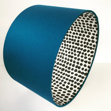 Load image into Gallery viewer, Blue cotton with monochrome dot lampshade