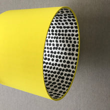 Load image into Gallery viewer, Sunshine yellow cotton with monochrome dot wallpaper lampshade