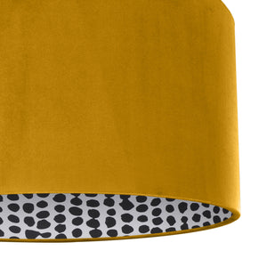 BEST SELLING! Mustard velvet with monochrome dot lampshade