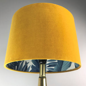Mustard velvet with blue leaf lampshade