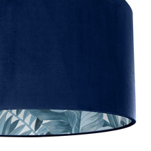 Load image into Gallery viewer, Navy velvet with blue leaf lampshade