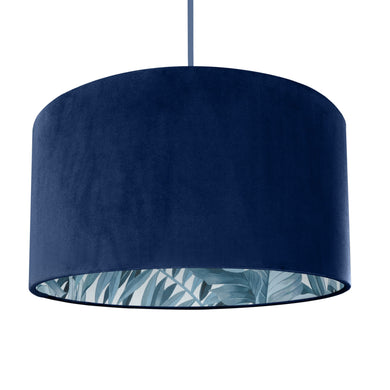 Navy velvet with blue leaf lampshade