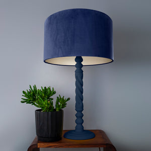 Navy blue velvet with champagne liner lampshade