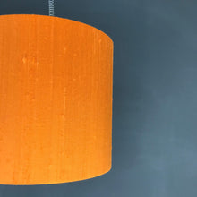 Load image into Gallery viewer, Tangerine silk lampshade with mirror gold liner