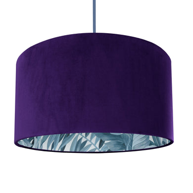 Purple velvet with blue leaf lampshade