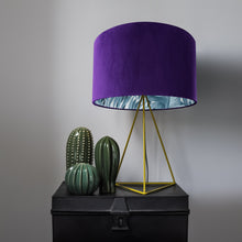 Load image into Gallery viewer, Purple velvet with blue leaf lampshade