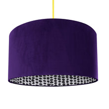 Load image into Gallery viewer, Purple velvet with monochrome dot lampshade