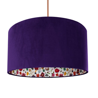 Liberty of London Floral Edit with purple velvet lampshade