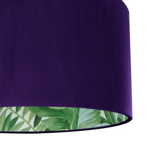 Purple velvet with green leaf lampshade