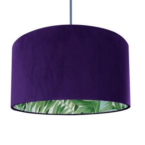 Purple velvet with green leaf lampshade