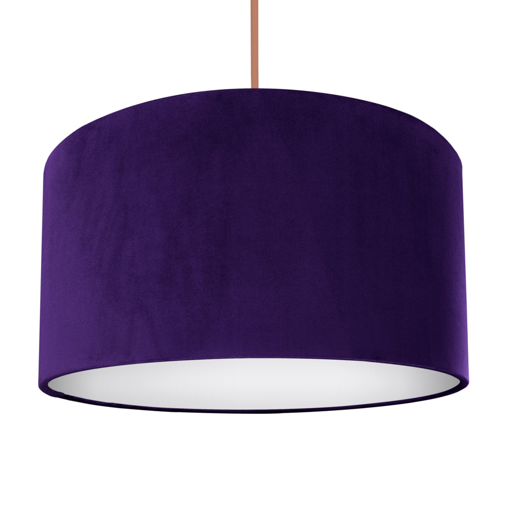 Purple velvet with opaque white liner lampshade