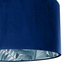 Load image into Gallery viewer, Royal blue velvet with blue leaf lampshade