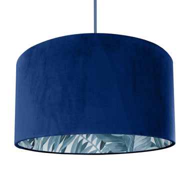 Royal blue velvet with blue leaf lampshade