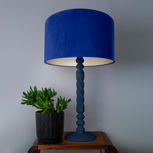 Royal blue velvet with champagne liner lampshade