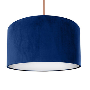 Royal blue velvet with opaque white liner lampshade