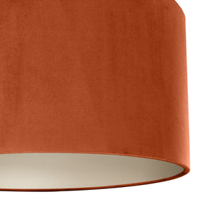 Rust orange velvet with champagne liner lampshade