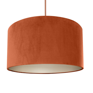 Rust orange velvet with champagne liner lampshade