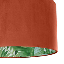 Load image into Gallery viewer, Rust orange velvet with green leaf lampshade