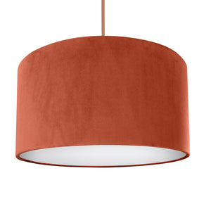 Rust orange velvet with opaque white liner lampshade