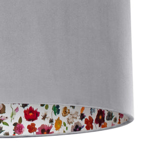 Liberty of London Floral Edit with soft grey velvet lampshade