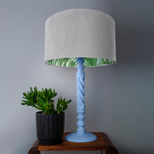 Load image into Gallery viewer, Soft grey velvet with green leaf lampshade