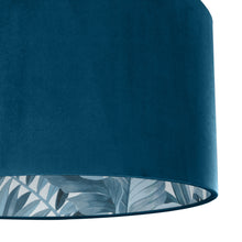 Load image into Gallery viewer, Teal velvet with blue leaf lampshade