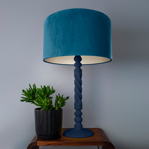 Teal velvet with champagne liner lampshade