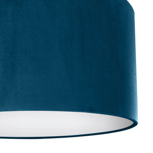 Teal velvet with opaque white liner lampshade