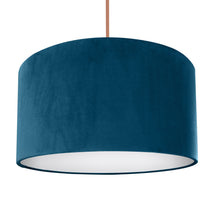 Load image into Gallery viewer, Teal velvet with opaque white liner lampshade