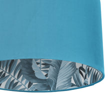 Load image into Gallery viewer, Turquoise velvet with blue leaf lampshade